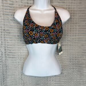 NWT Eidon Bikini Top Floral Pattern Womens Cup Size E Alexa Black and pink Swim